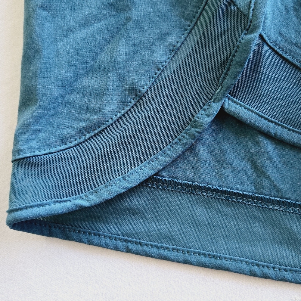 🏷️ATHLETA Mesh Racer Run High Rise 3 Short Teal Blue Size 3X - Picture 3 of 11